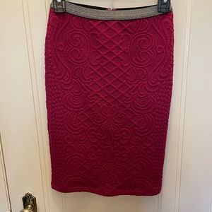 Anthropologie Soeurs moulinette pink skirt with shiny silver waist